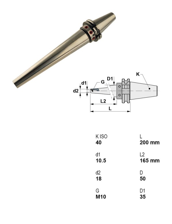 Picture of Canela Tool A11.315.40.10/200IK CAT40 Screw On M10